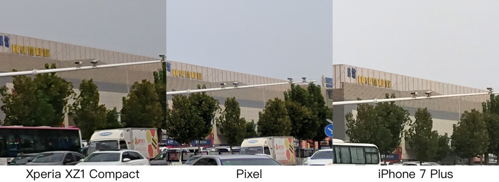 Xperia XZ1 Compact、Pixel和iPhone 7 Plus画面细节对比