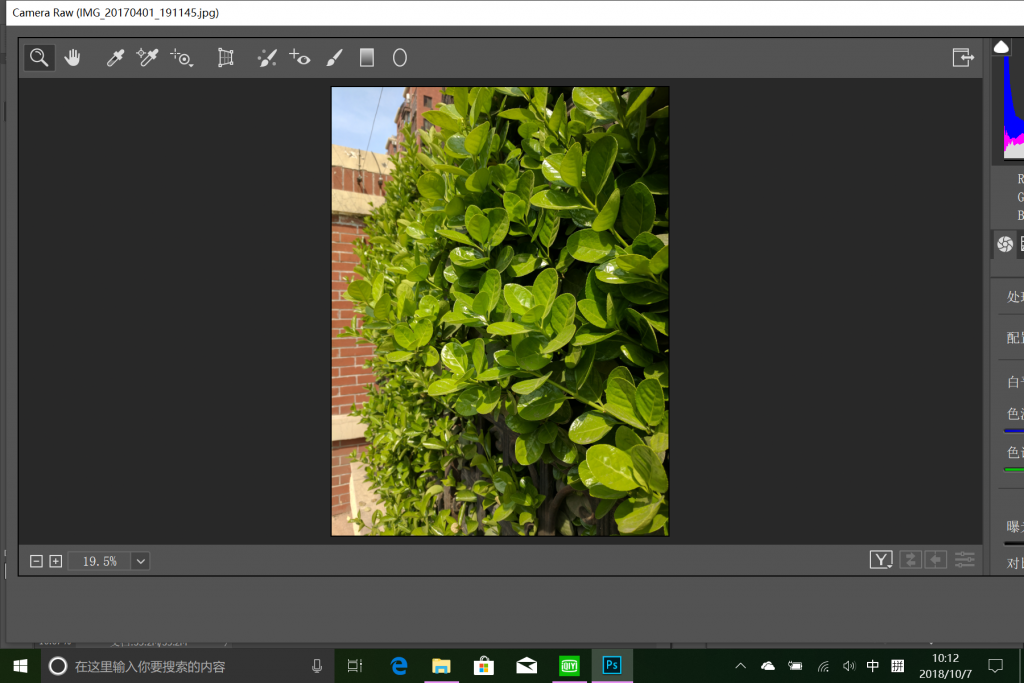 Photoshop中Camera Raw滤镜调整界面