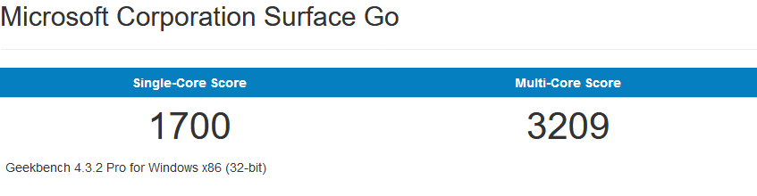 Surface Go的32bit跑分成绩