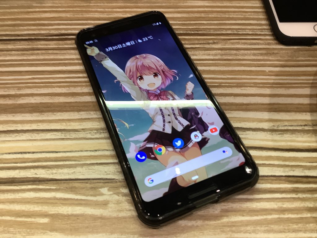 Pixel 3(日版)。图中的少女名为星咲明(あかり,音游【音击】的女主)